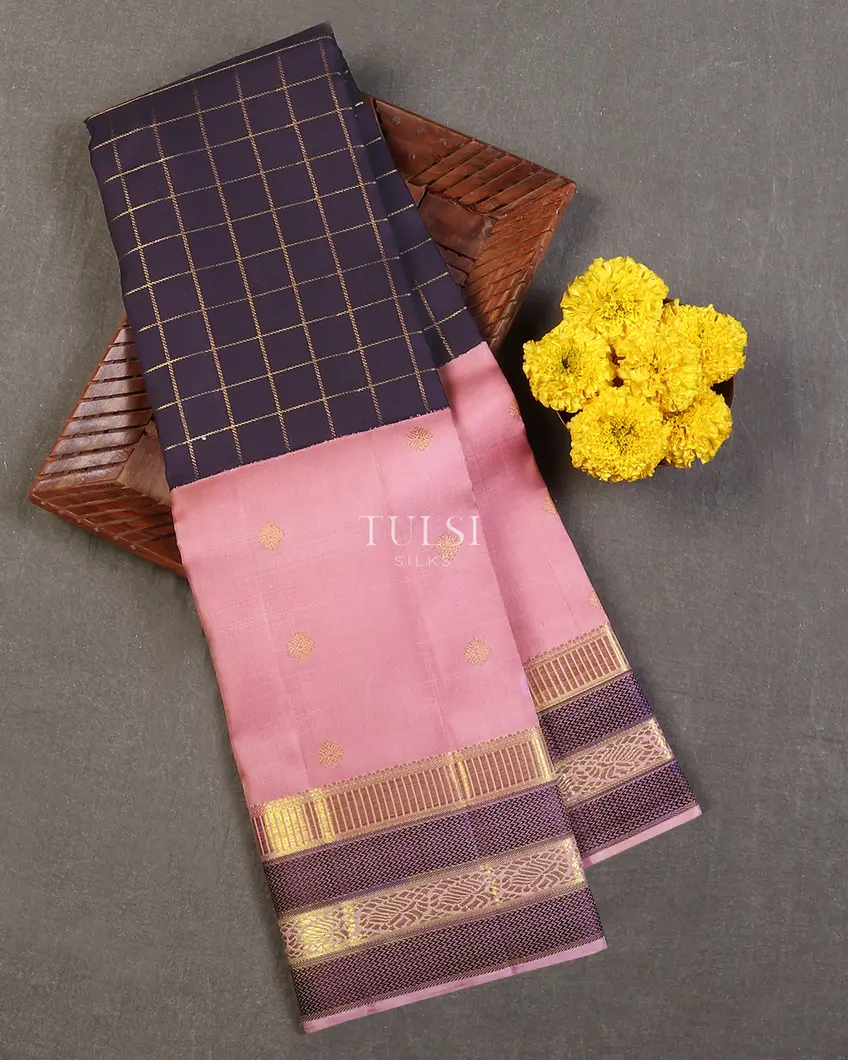 Midnight Blue Kanjivaram Silk Saree T579768-image