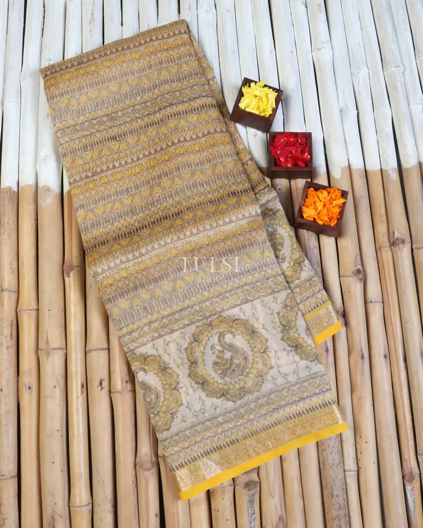 Beige Kora Organza Printed Saree T598828-image