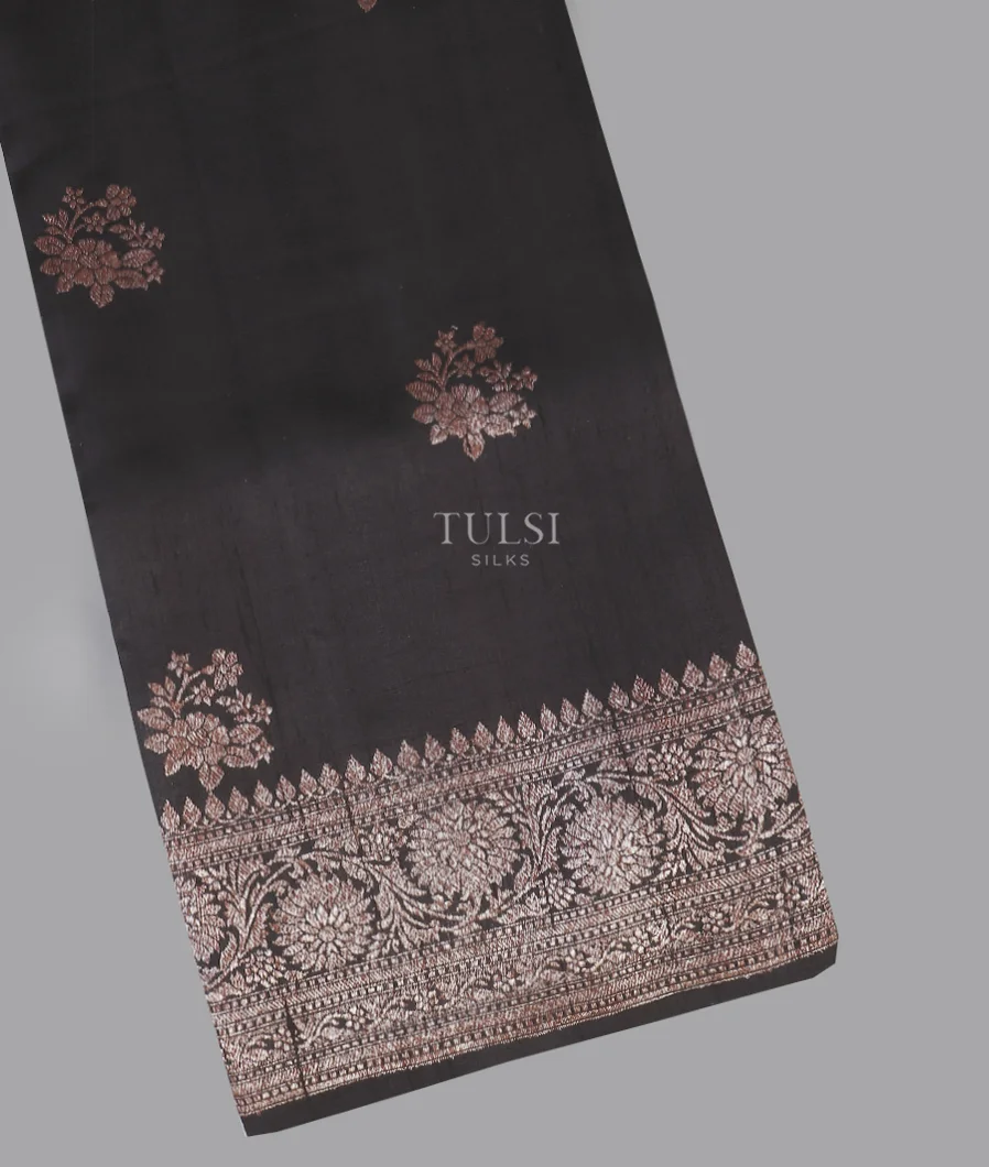 Black Banaras Tussar Saree T592131-image