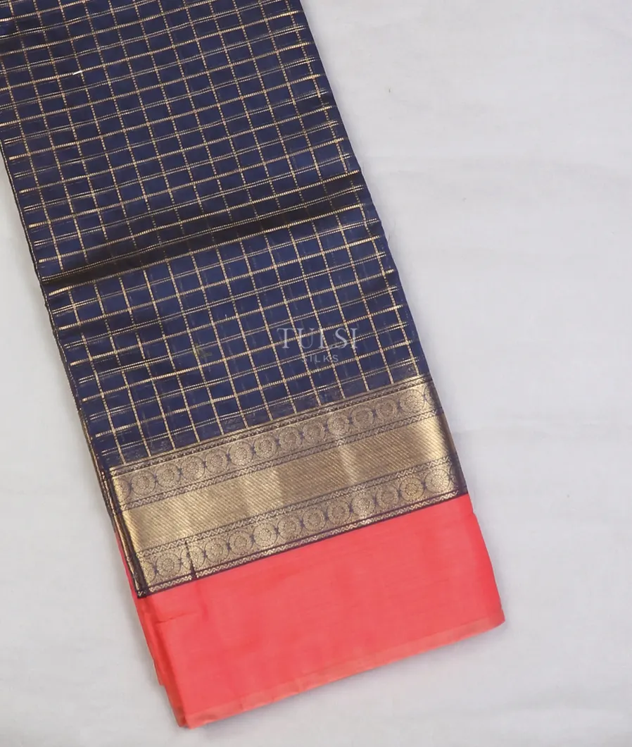 Midnight Blue Silk Cotton Saree T597811-image