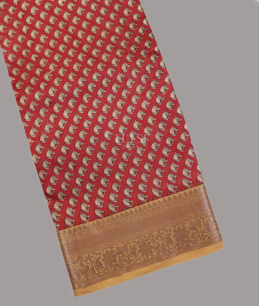 Red Soft Printed Cotton Saree T591781-image