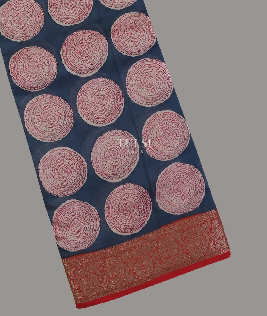 Blue Soft Printed Cotton Saree T592664-image