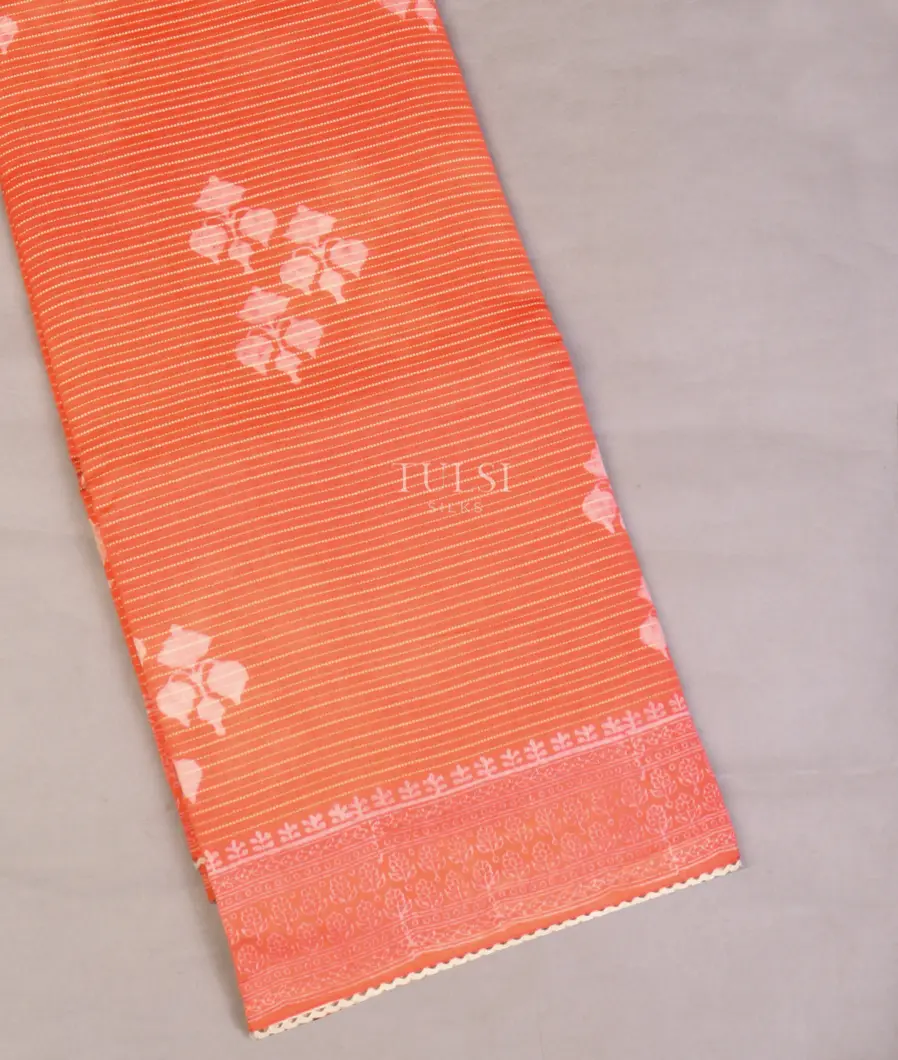 Peach Chanderi Cotton Saree T597008-image