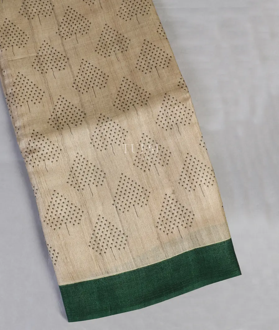 Beige Tussar Printed Saree T593931-image