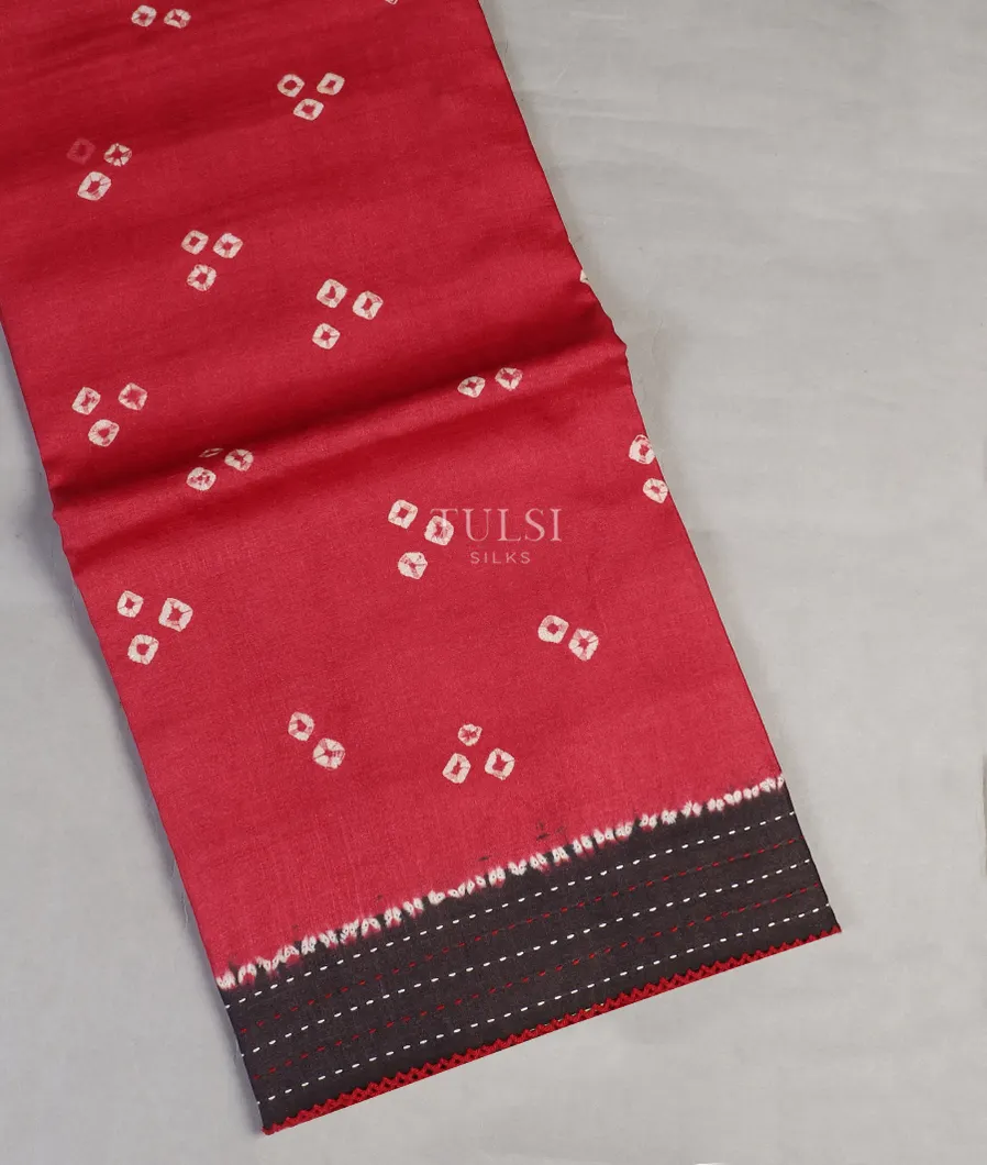 Red Tussar Printed Saree T597056-image