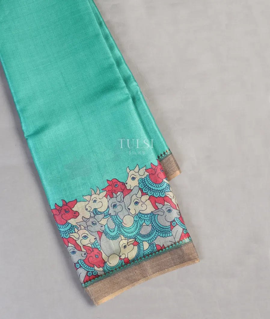 Blue Tussar Printed Saree T596912-image