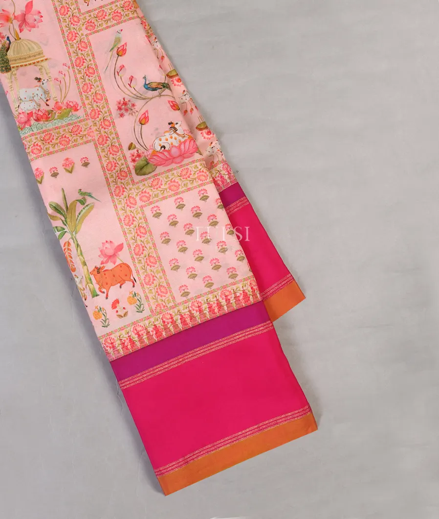 Pink Printed Soft Silk Saree T595953-image