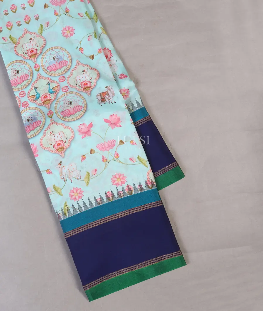 Blue Printed Soft Silk Saree T595952-image