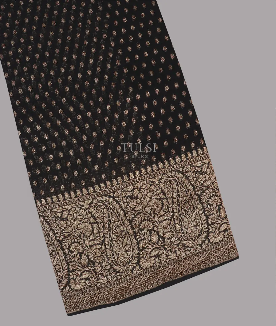 Black Banaras Georgette Silk Saree T543334-image