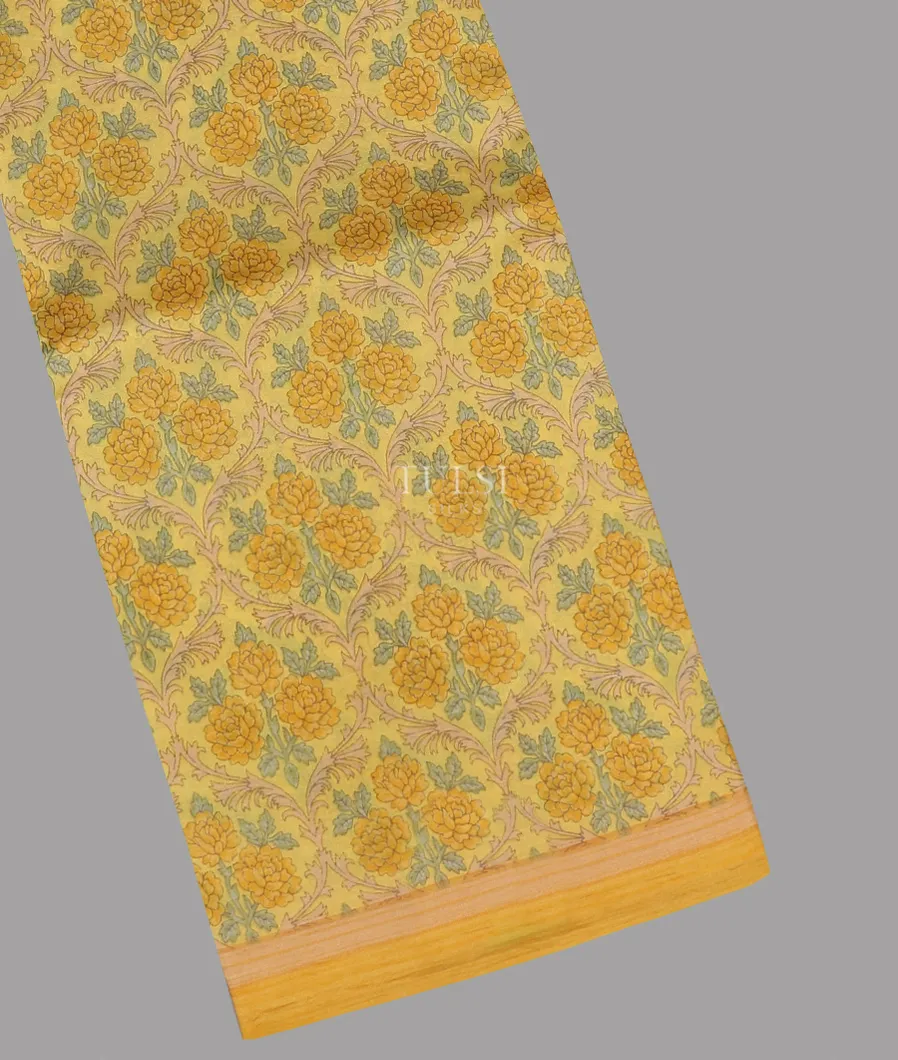 Yellow Printed Silk Saree T591676-image