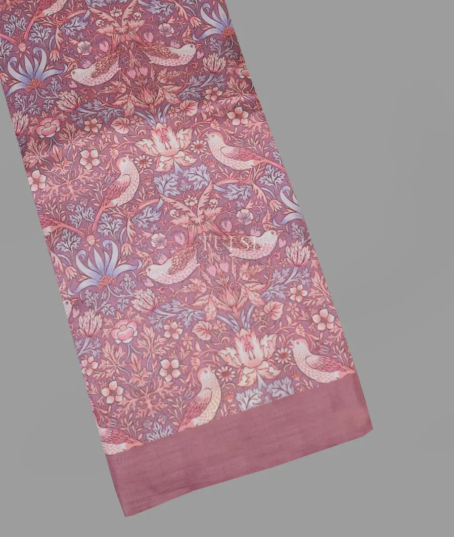 Mauve Pink Printed Silk Saree T599584-image