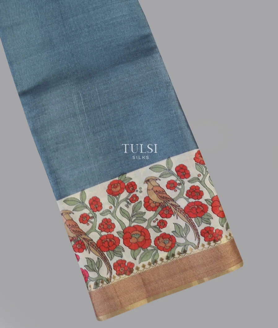 Blue Tussar Printed Saree T544269-image