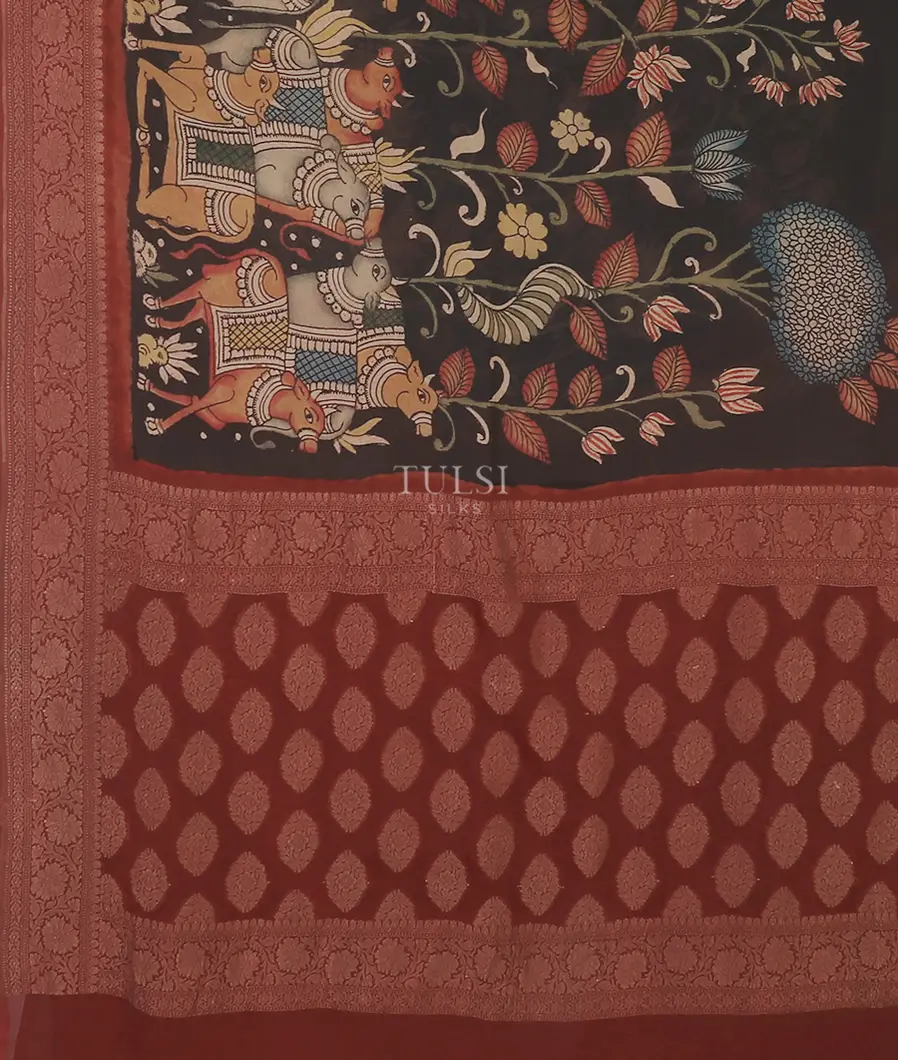 black-banaras-georgette-kalamkari-handpainted-saree-t570028-t570028-d