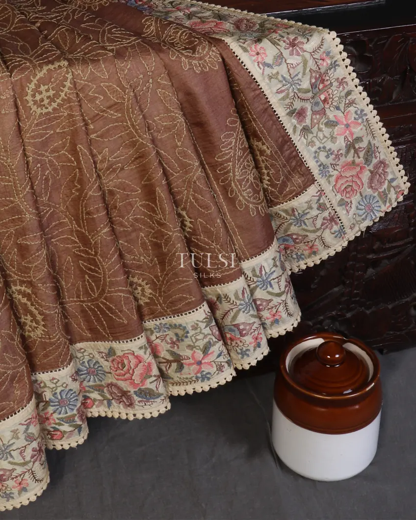 brown-tussar-kantha-work-saree-t593909-t593909-b