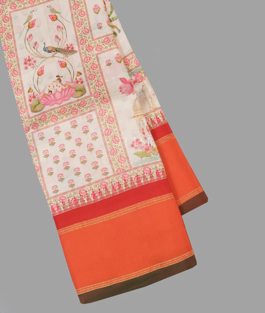 Off - White Printed Soft Silk Saree T595954-image