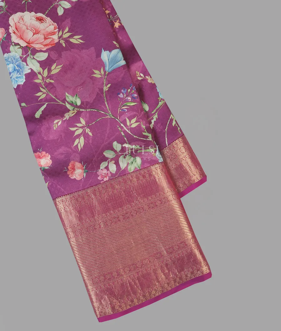 Purple Printed Soft Silk Saree T593784-image