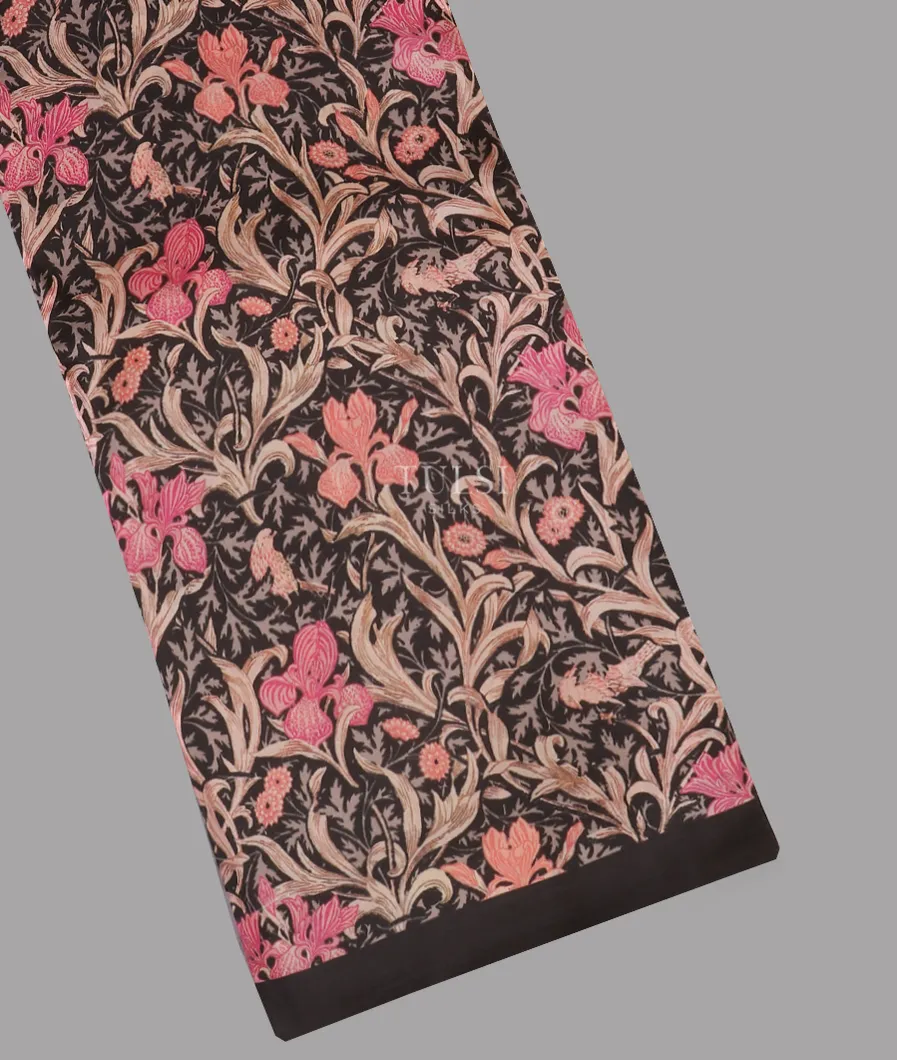 Black Printed Silk Saree T599581-image