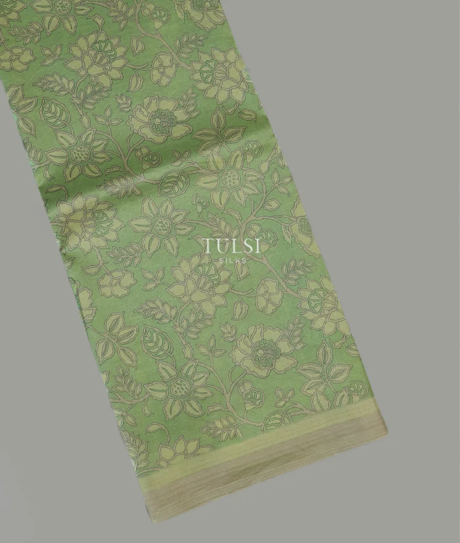 Green Printed Silk Saree T591670-image