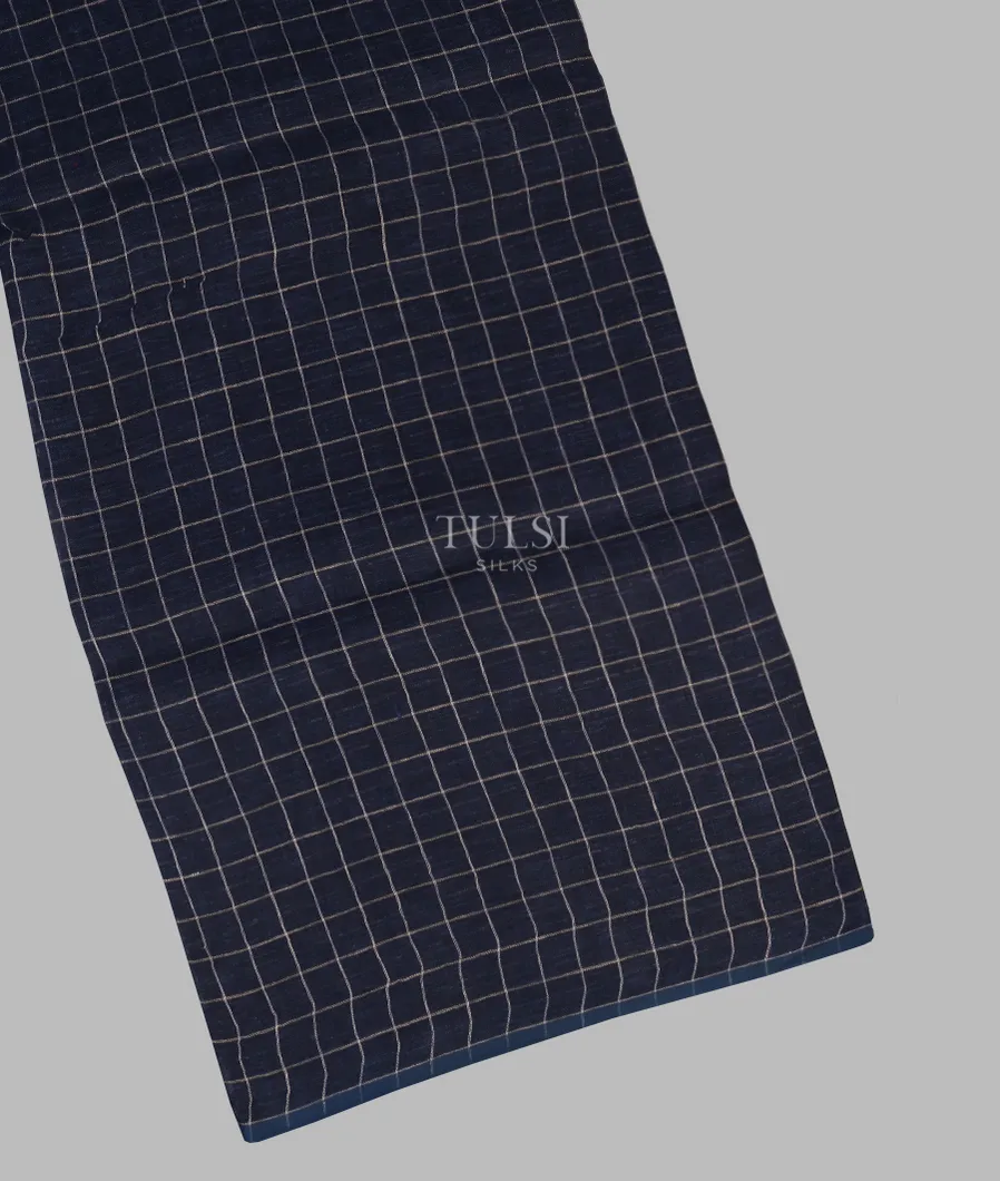Blue Handwoven Linen Saree T585925-image