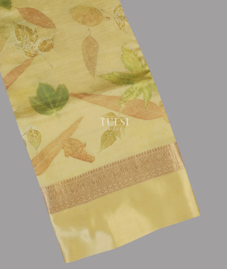 Pale Yellow Banaras Silk Saree T599221-image