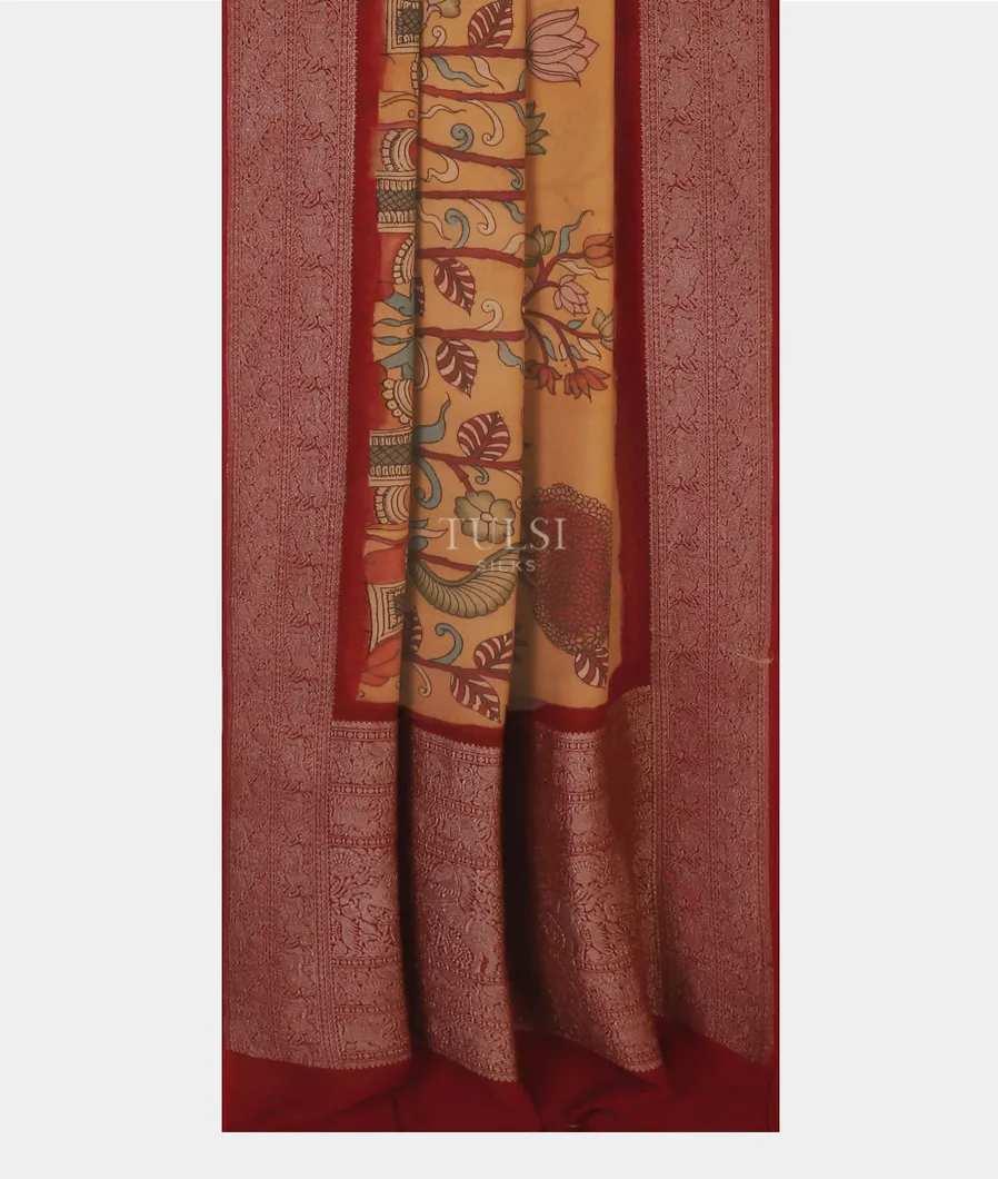 light-dusty-orange-kanjivaram-kalamkari-handpainted-saree-t570047-t570047-b