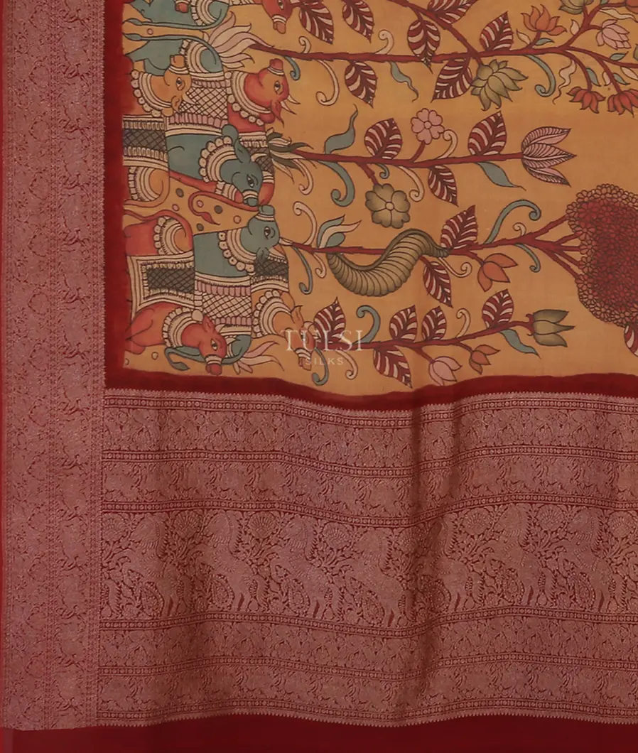 light-dusty-orange-kanjivaram-kalamkari-handpainted-saree-t570047-t570047-d