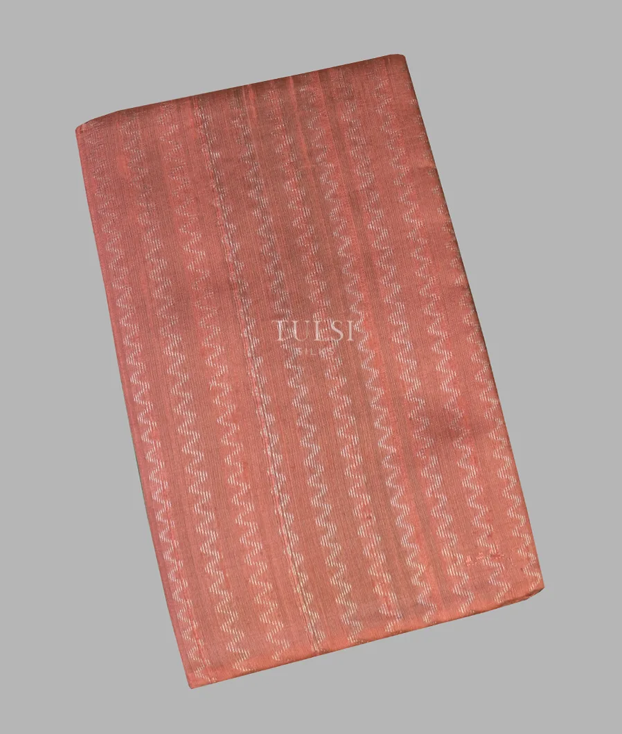 Coral Pink Woven Raw Silk Saree T539494-1-image