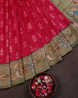 magenta-ikat-silk-with-kalamkari-border-and-pallu-t557531-t557531-e