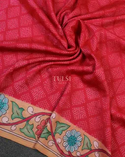 magenta-ikat-silk-with-kalamkari-border-and-pallu-t557533-t557533-f