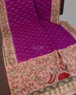 purple-ikat-silk-with-kalamkari-border-and-pallu-t557532-t557532-d