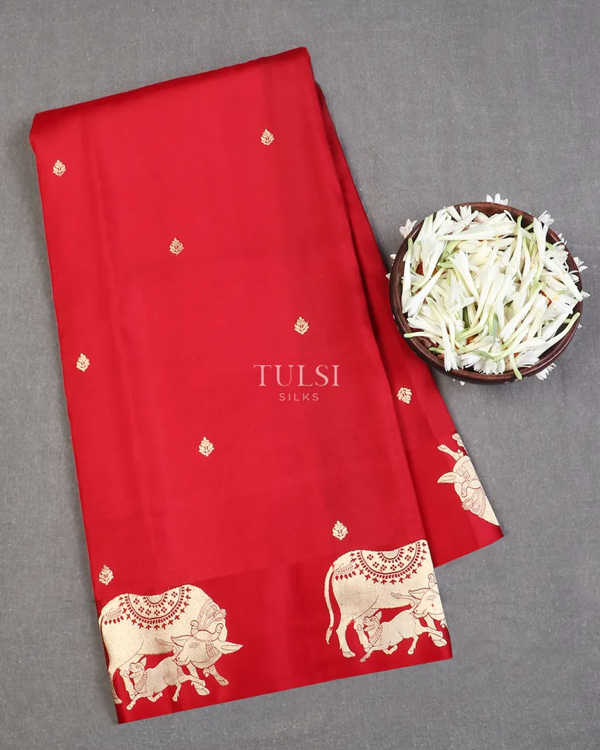 Red Banaras Silk Saree T588753-image