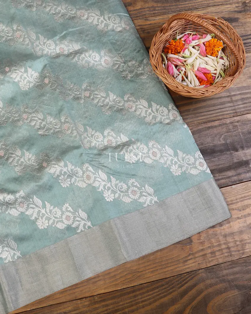 Bluish Grey Chanderi Silk Saree T599606-image