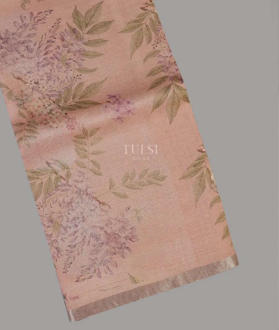 Dusty Peach Tussar Printed Saree T593848-image