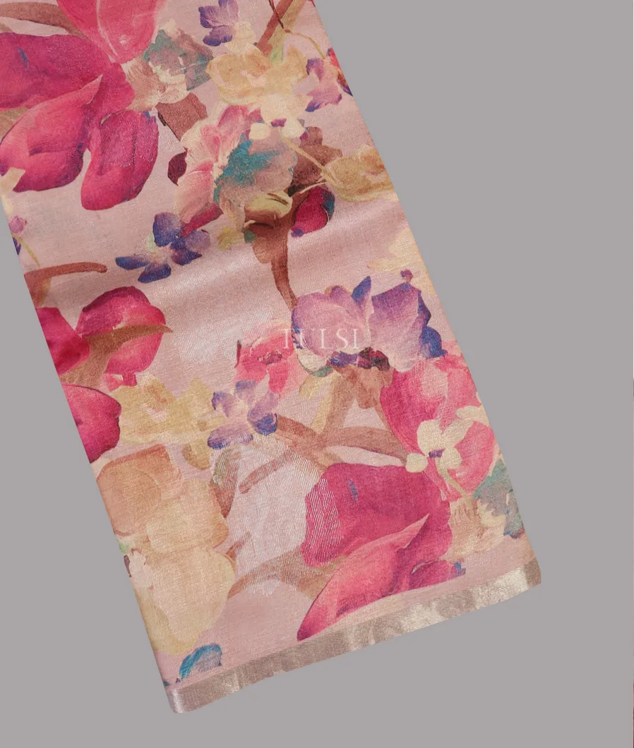 Light Pink Tussar Printed Saree T593847-image