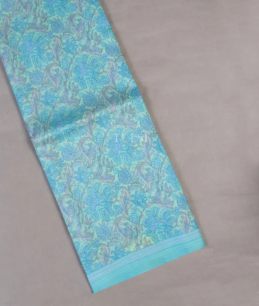 Light Blue Printed Silk Saree T591660-image