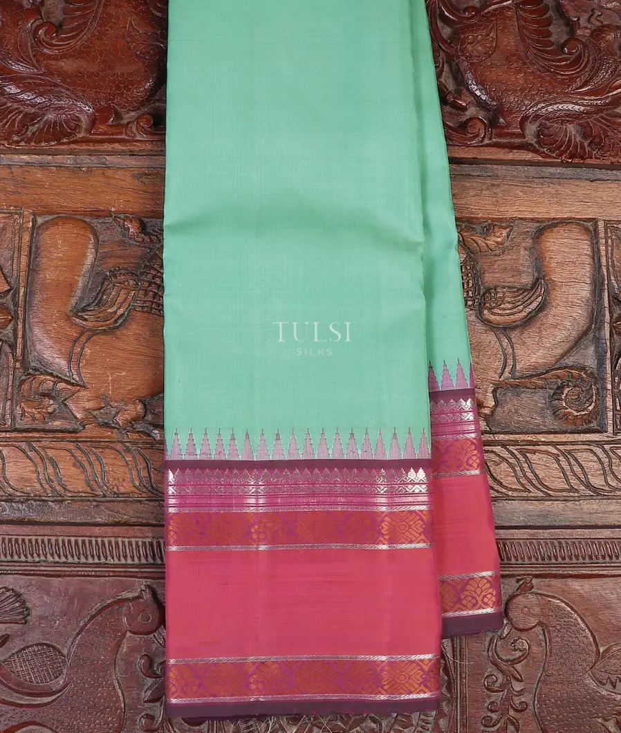 Bluish Green Kanjivaram Silk Saree T599930-image