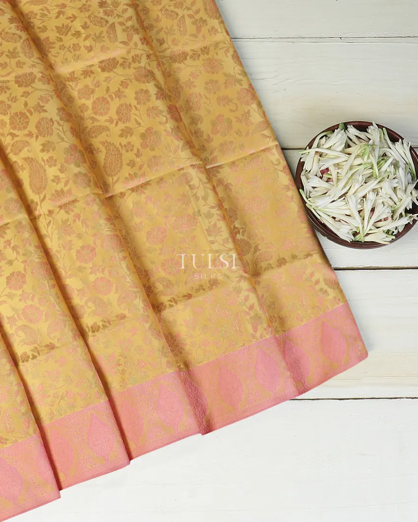 Yellow Tanchoi Pure Silk Saree T600430-image