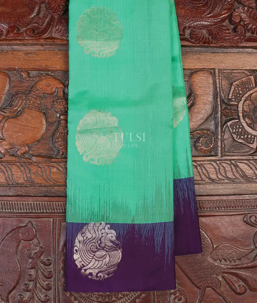 Light Greenish Blue Soft Silk Saree T521164-image