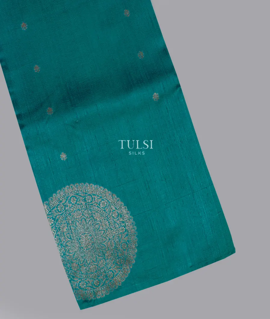 Peacock Blue Banaras Tussar Saree T592193-image