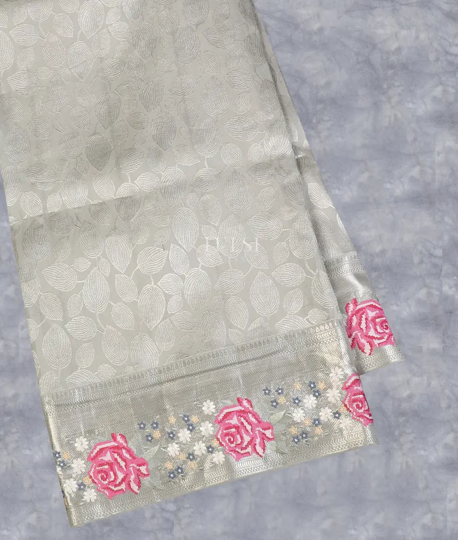 Grey Kanjivaram Embroidery Silk Saree T528206-1-image