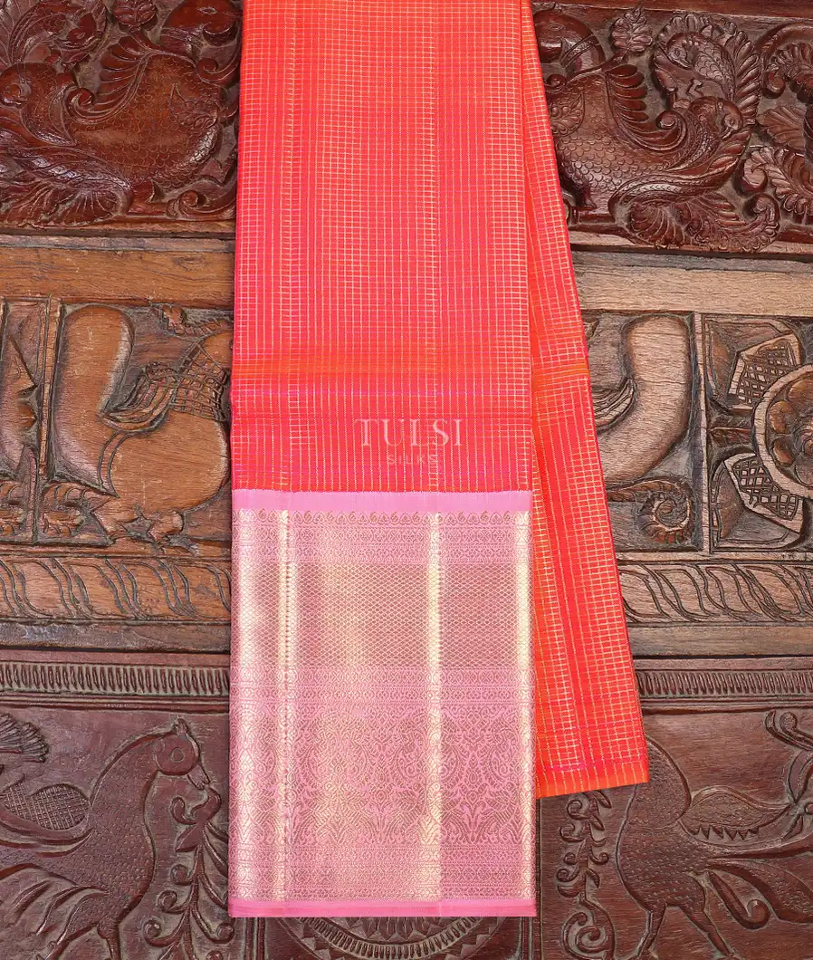 Pinkish Orange Kanjivaram Silk Pavadai T593747-image
