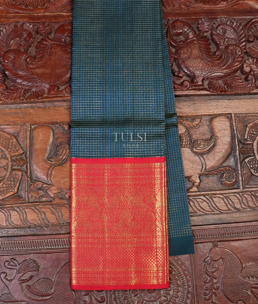 Peacock Blue Kanjivaram Silk Pavadai T563847-image