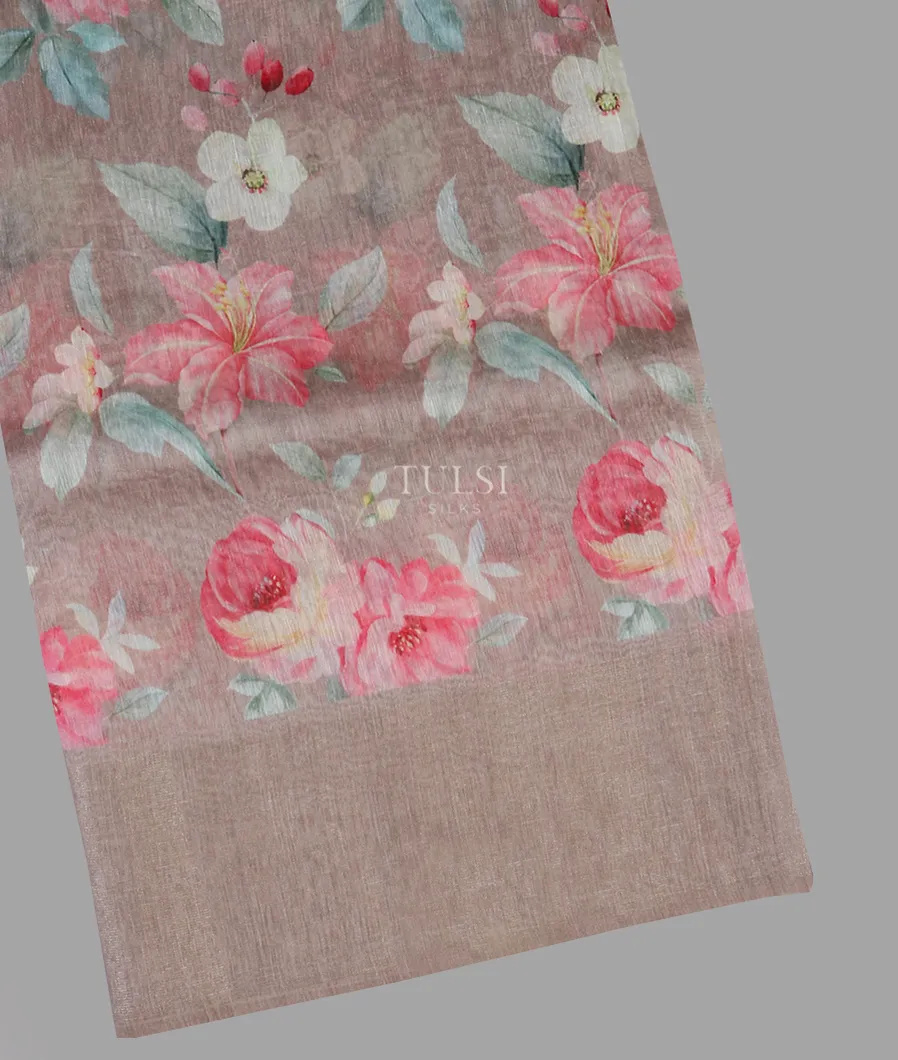 Grey Linen Printed Saree T592928-image