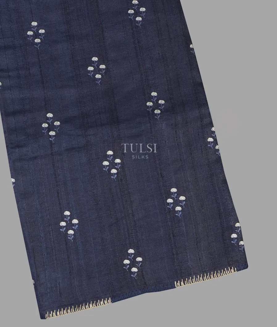 Blue Tussar Embroidery Saree T600465-image