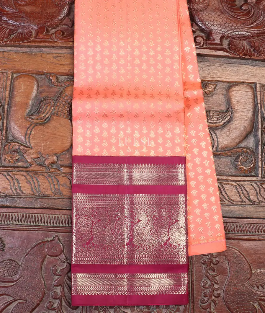Peach Kanjivaram Silk Pavadai T593744-image