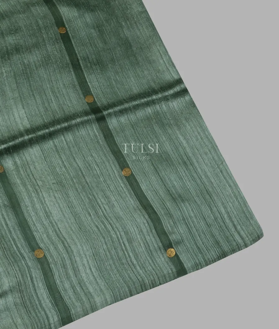 Greenish Grey Handwoven Tussar Saree T531784-image