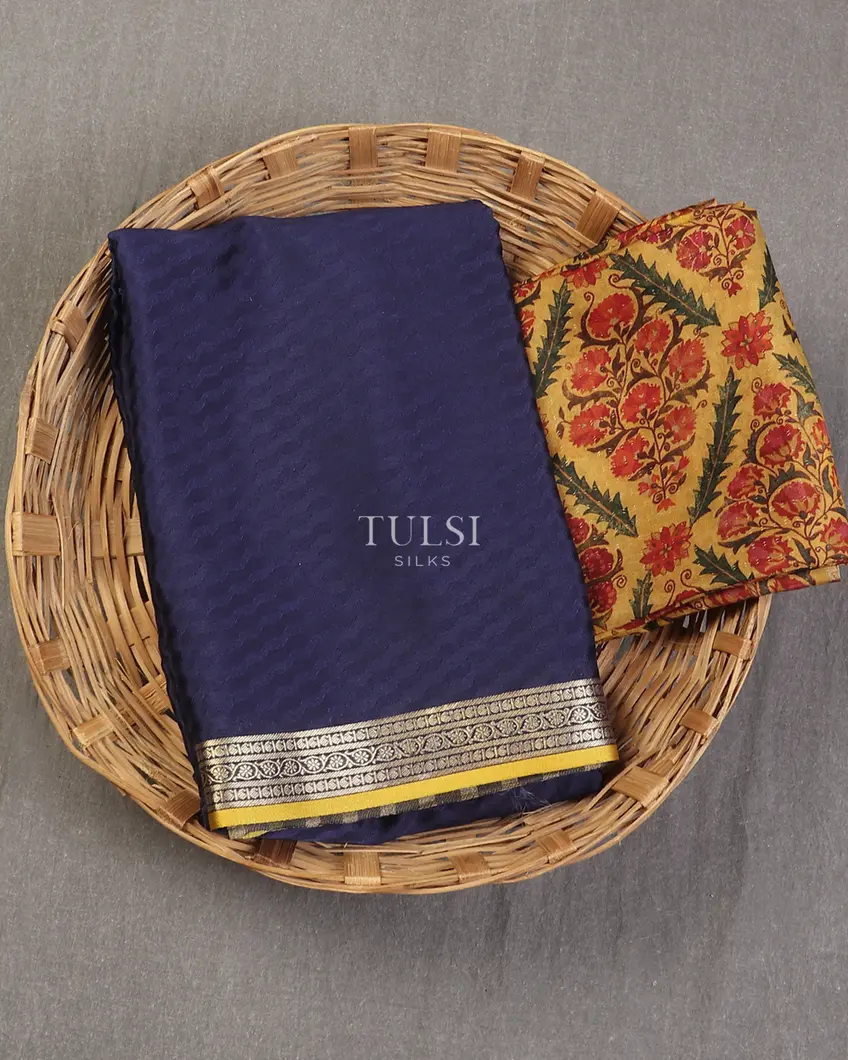 Blue Crepe Silk Saree T600633-image