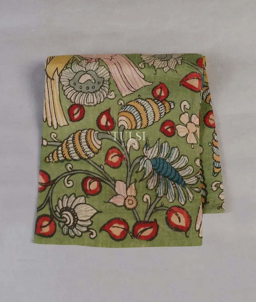 Green Hand Painted Kalamkari Blouse T572478-image