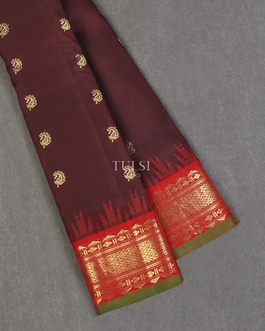 Brown Gadwal Silk Saree T586659-image