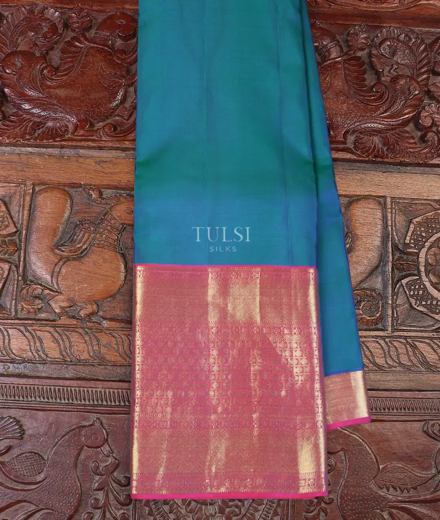 Peacock Blue Soft Silk Saree T582171-image
